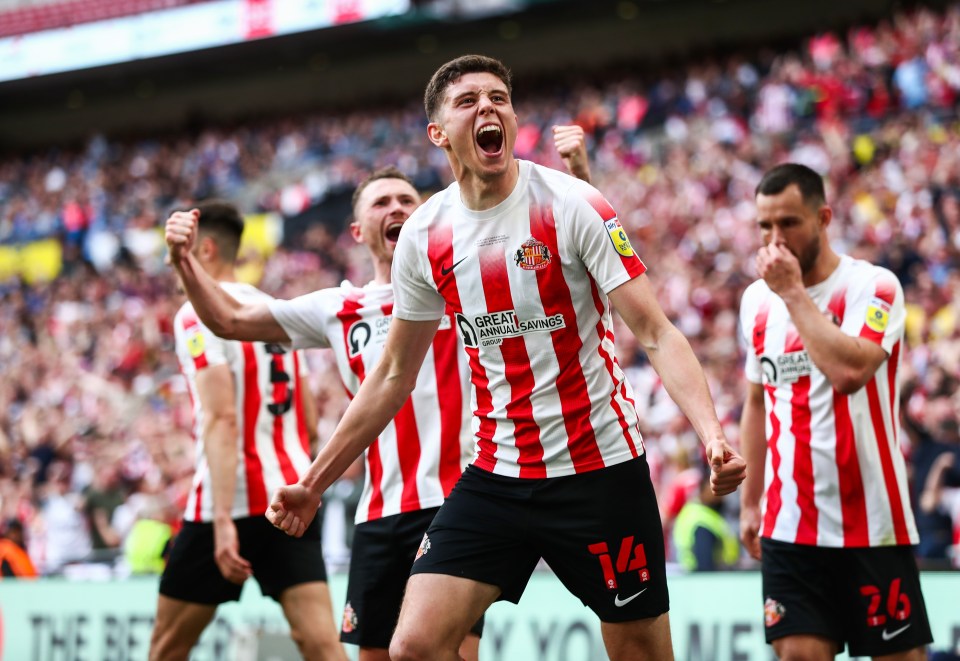 Stewart celebrates the goal in front of 40,000 Sunderland fans