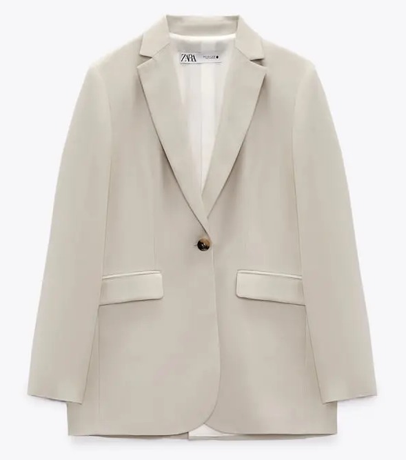 This straight-fit single-button stone blazer is £69.99 from Zara