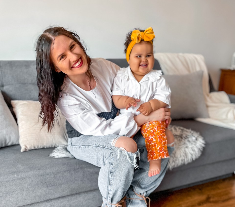 Anna Jablonska and baby Skylar - who already fits four-year-old clothes at 14-months-old