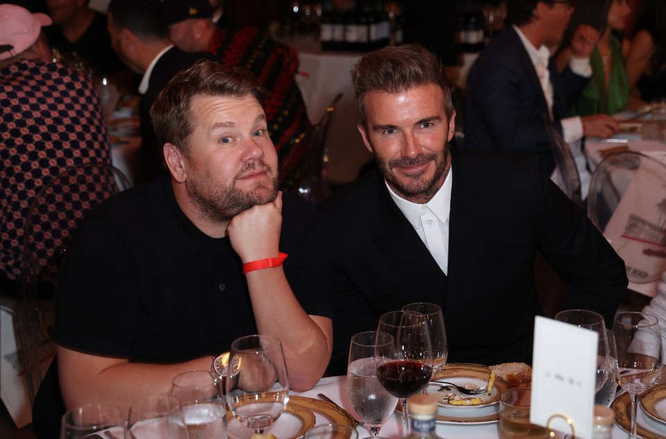 David Beckham posed with James Corden at a fun-filled event in Miami