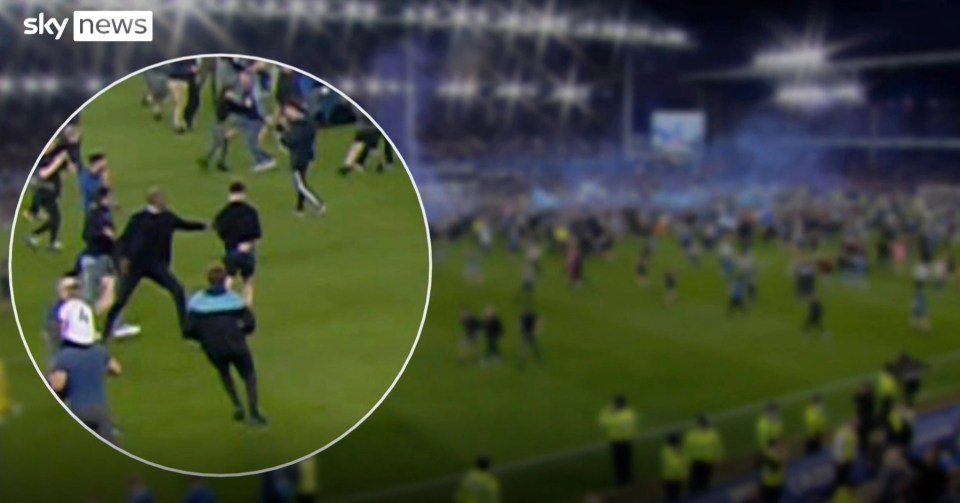 The TV cameras picked up the incident after Everton secured safety