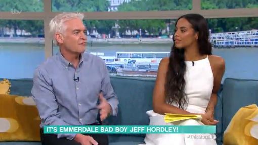 Jeff Hordley was questioned on the fate of his character by Phillip Schofield and Rochelle Humes