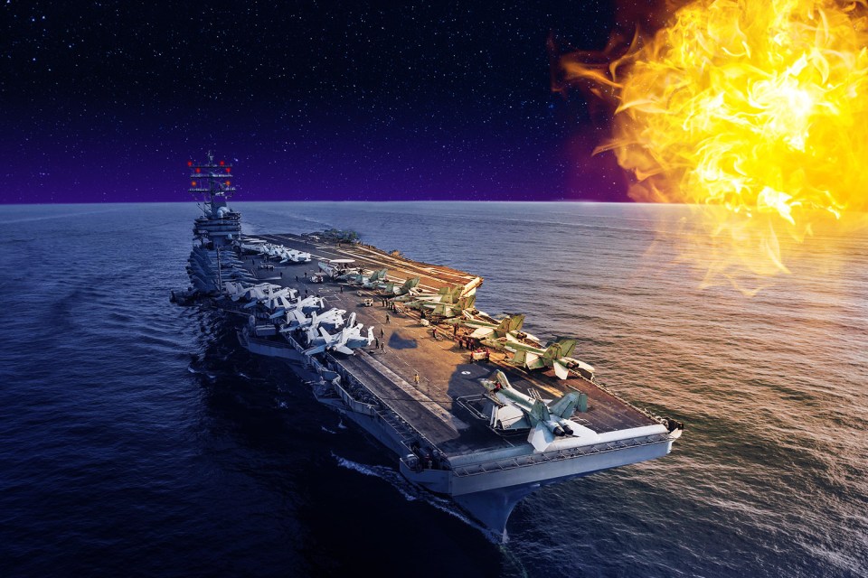 Mock up of the incident as a ball of orange light flew over the USS Ronald Reagan