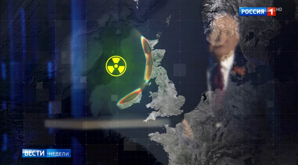 State TV previously suggested that a nuclear hit could 'wipe out England'