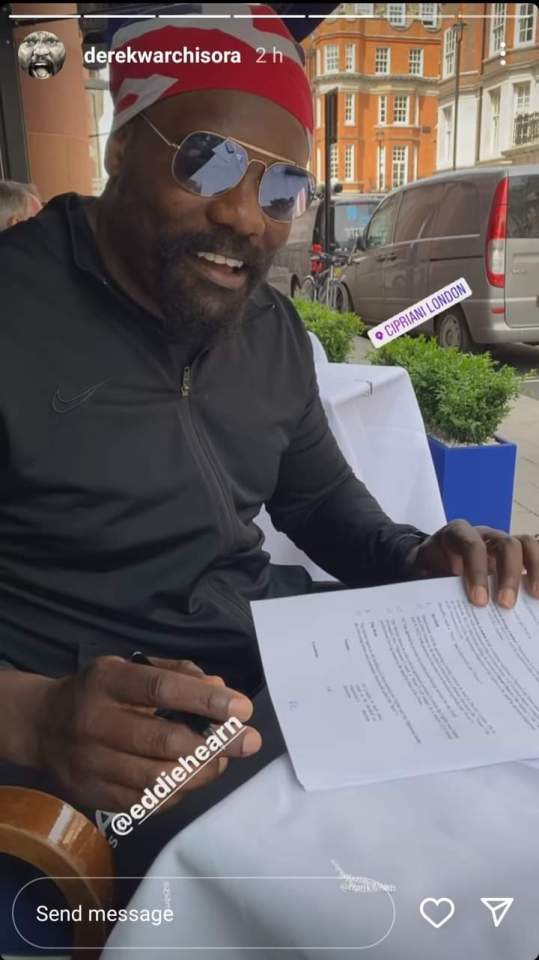 Derek Chisora signing his next fight contract