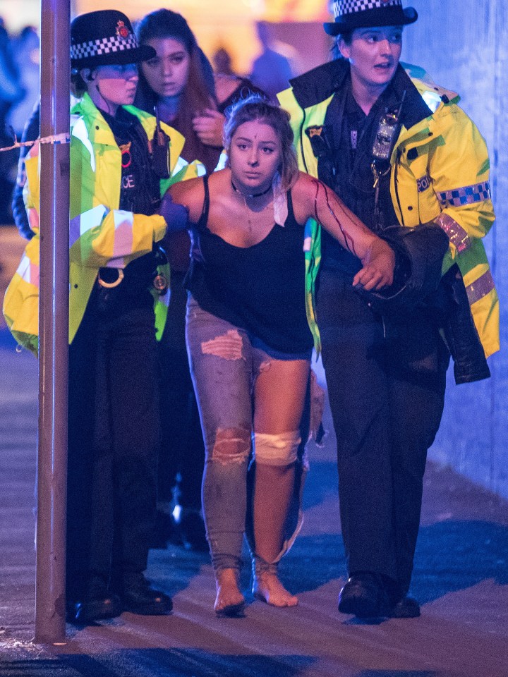 Injured Eve Senior, then 15, was helped from the concert by police