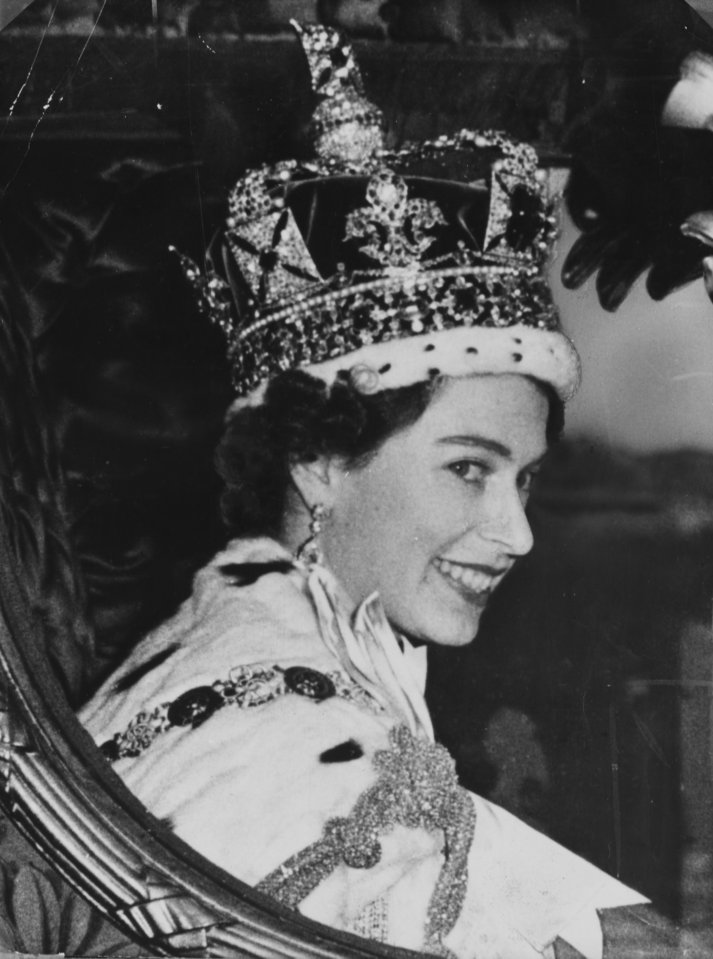 Queen Elizabeth during her Coronation at Westminster Abbey on 2nd June 1953