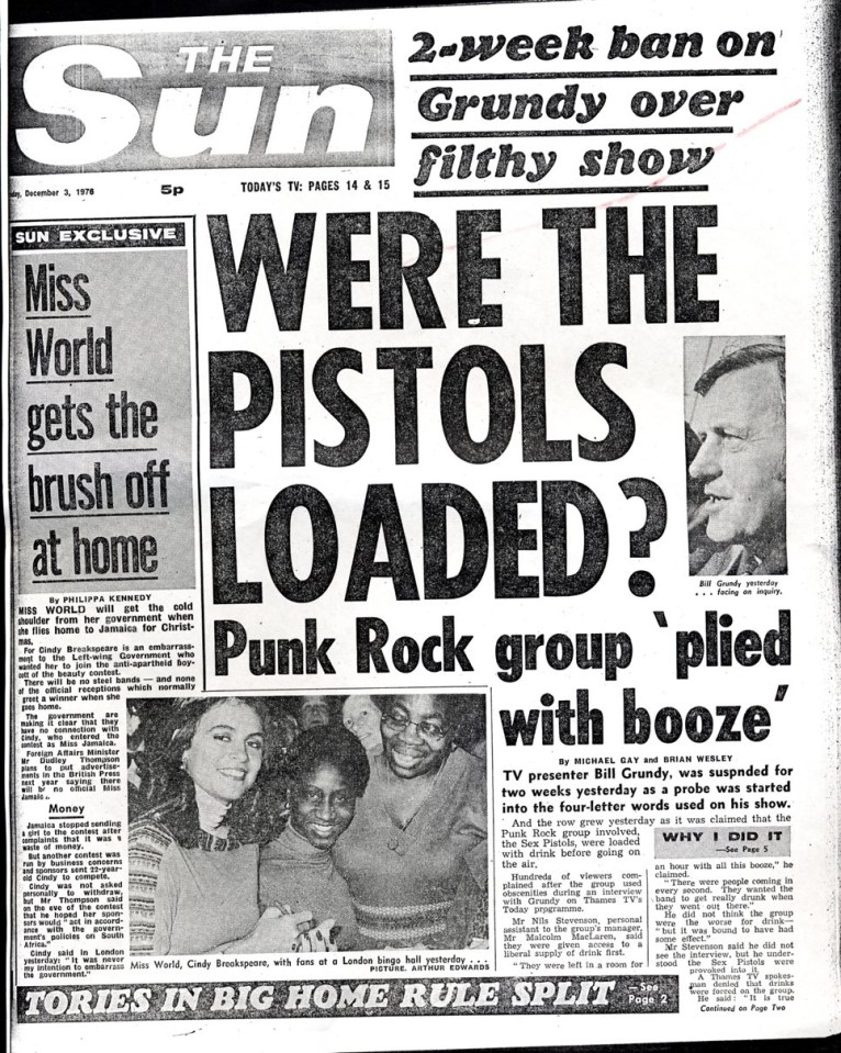 The Sex Pistols’ TV row made front-page news