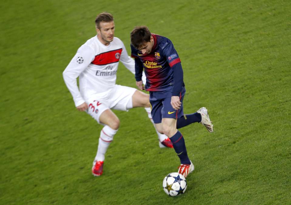 When he was at Paris Saint-Germain, David Beckham played against then Barcelona star Lionel Messi in the Champions League