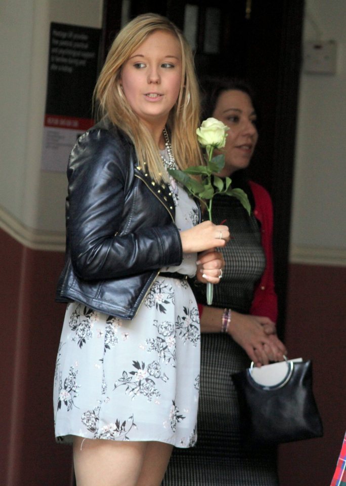 Bethany at the memorial service for her dad in 2014