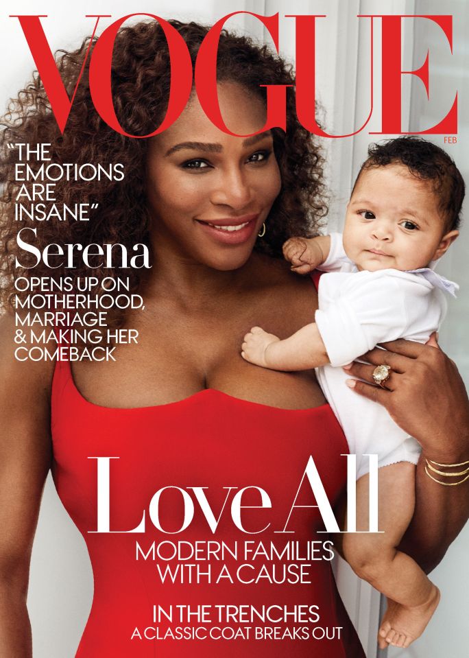 Serena Williams and her baby daughter Alexis Olympia Ohanian featured on Vogue's cover in February 2018