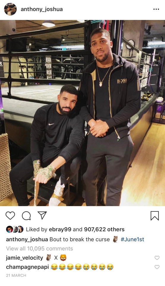 Anthony Joshua was confident of beating the ‘Drake Curse’ before losing against Andy Ruiz Jr in 2019