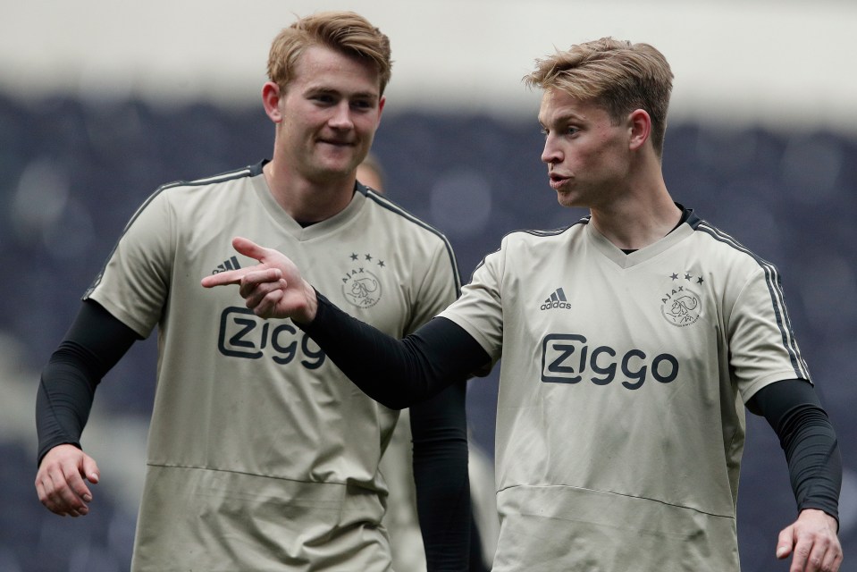 Frenkie de Jong (right) could join De Ligt at Old Trafford this summer