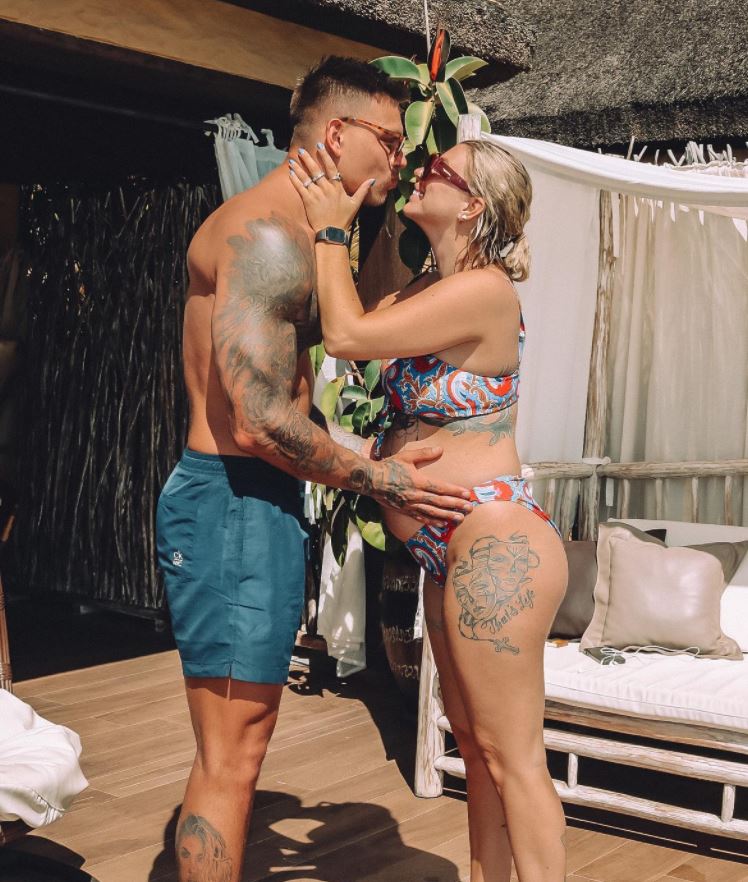 Loved up Alex Bowen Cradles Wife Olivia’s baby bump on holiday