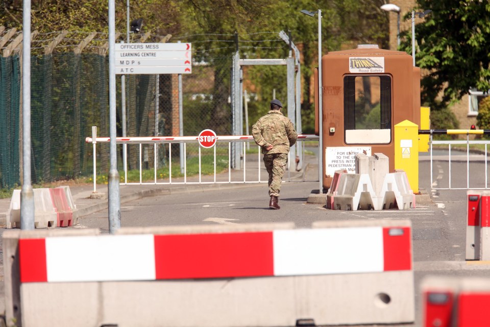 The entrance to the nearby closed RAF base