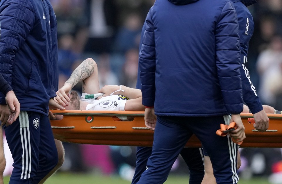 Dallas was stretchered off following a collision with Jack Grealish