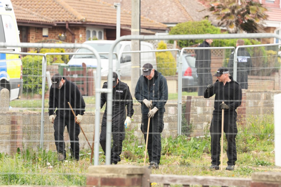 Officers were scouring the scene in Peacehaven, East Sussex this morning