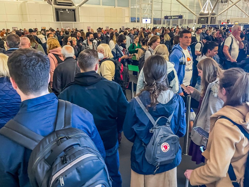 Huge airport queues have been affecting British travellers for months, pictured here earlier this month