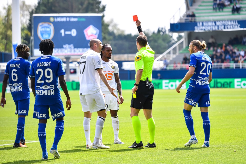 Renato Sanches is shown a second yellow and then a red after confronting the referee over his first yellow