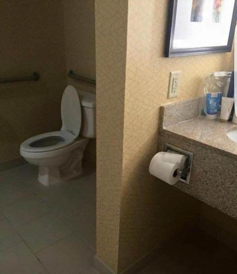 Social media users have been sharing terrible toilet bodge jobs including a bog roll holder completely out of reach from the toilet