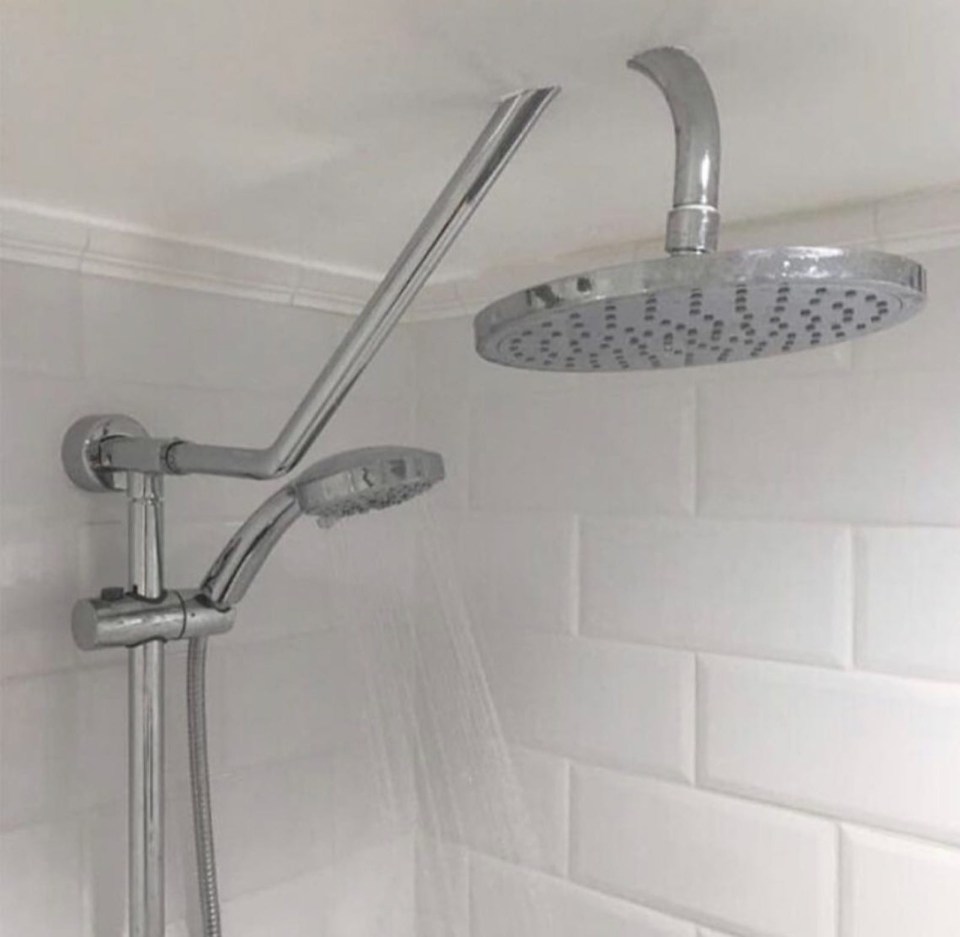 This shower completely crunches the ceiling