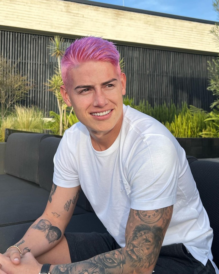 James Rodriguez shows off his pink barnet