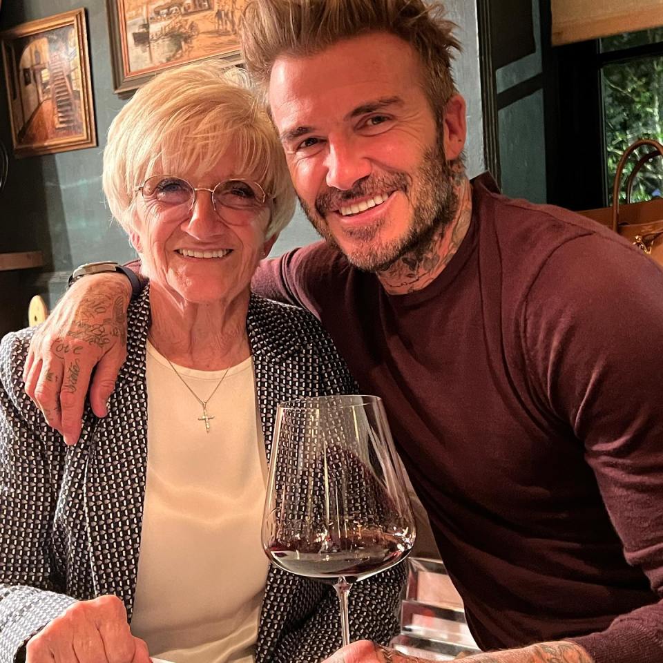 David smiled for a photo with his mum Sandra