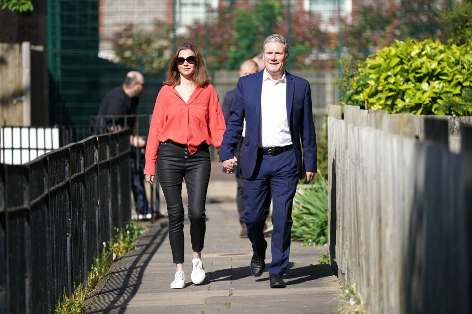 Starmer and his wife Victoria arrive to vote at the TRA Hall, London, on May 5