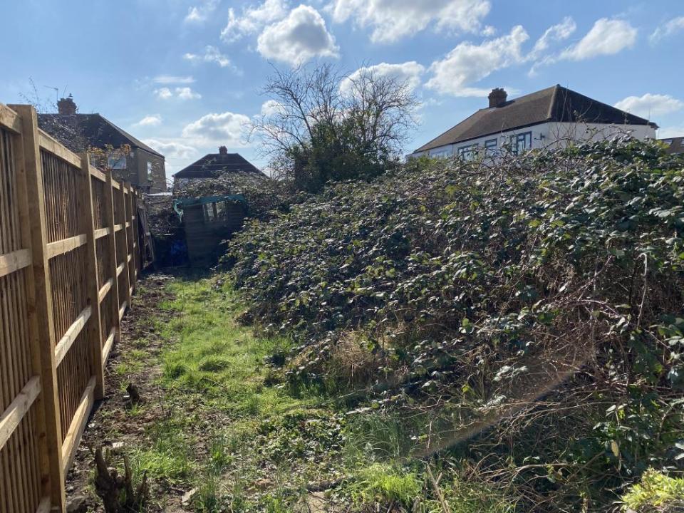 Even those who love gardening will likely feel overwhelmed when they walk into the garden. An overgrown hedge has covered much of the grass, as well as a shed