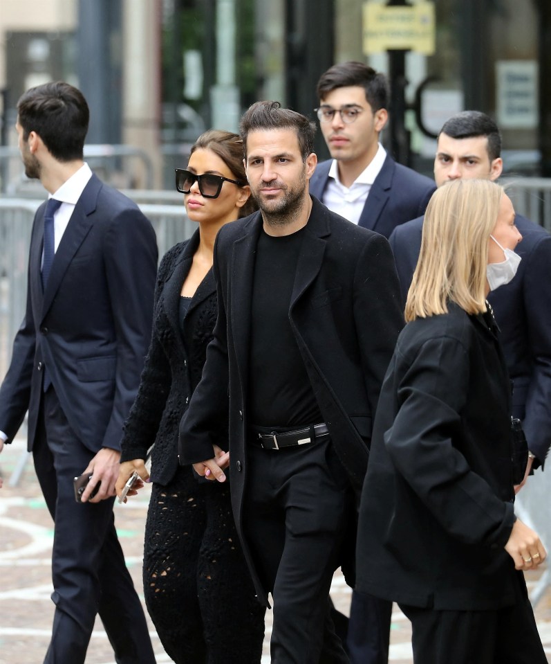 Cesc Fabregas is pictured arriving at the Church of Saint-Charles in Monaco