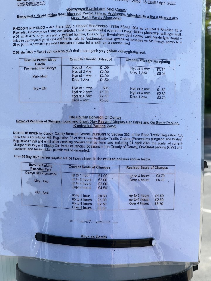 The new charges mean people can no longer pay to park for one hour