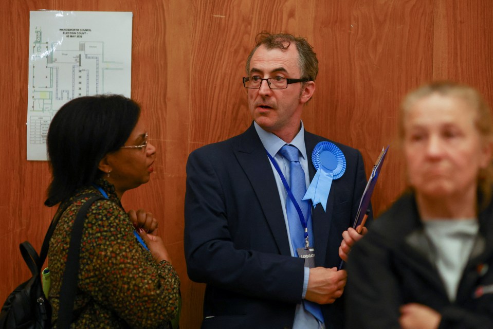 A tense moment at Wandsworth Town Hall during the counting process