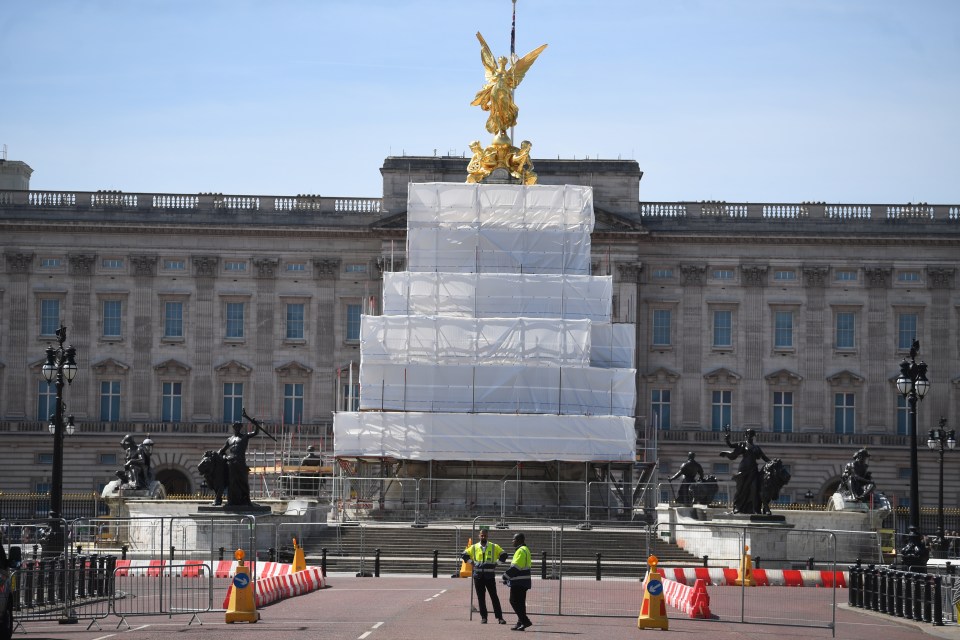 Construction work is being carried out at Buckingham Palace ahead of the Platinum Jubilee