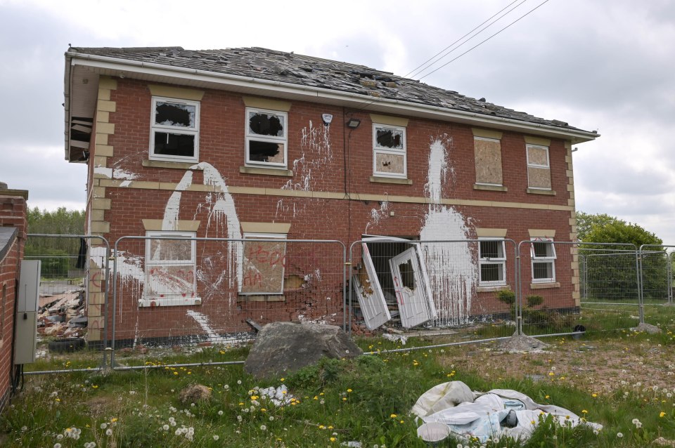 Windows have been smashed in, the front door is torn from its hinges and even roof tiles have been ripped off