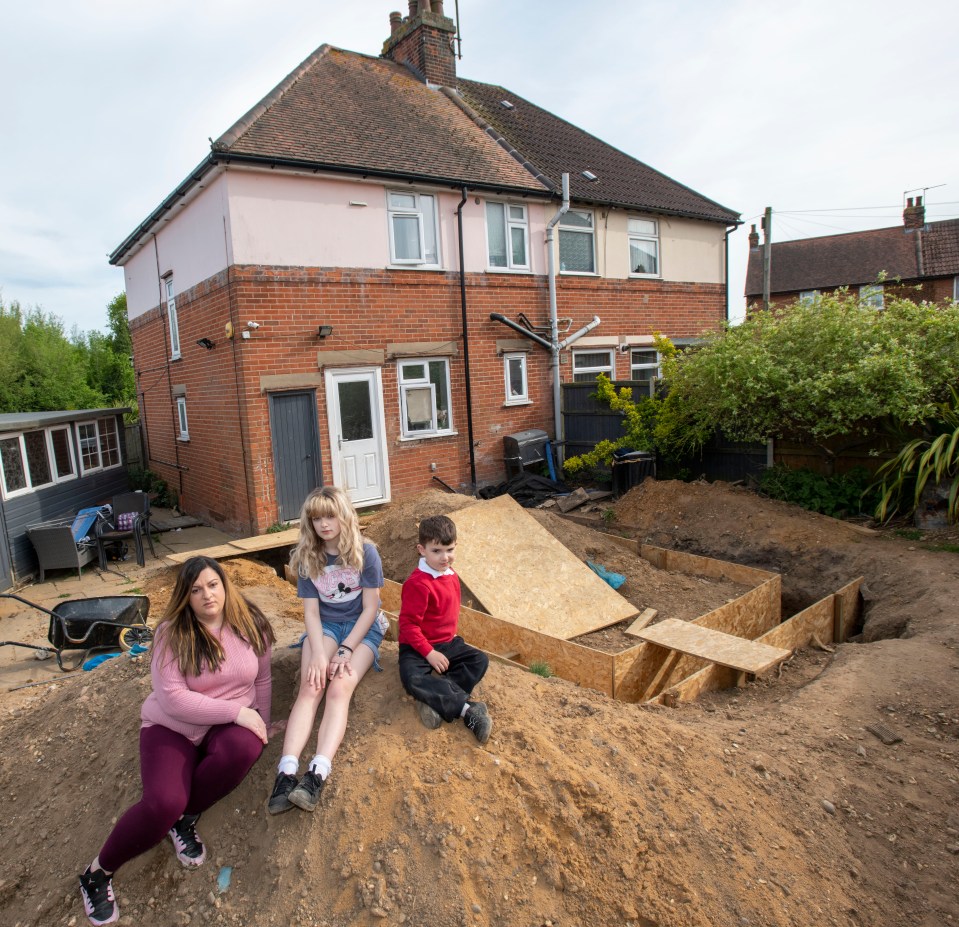 She paid £20,000 for an extension but she's been left with trenches so deep she won't let her kids play outside