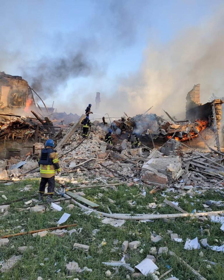 Firefighters helped put out flames and thirty people have already been rescued from the rubble