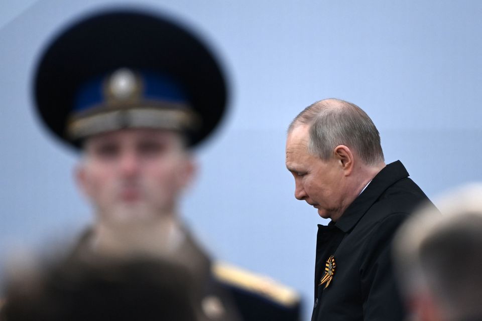 Putin appeared sombre at the parade