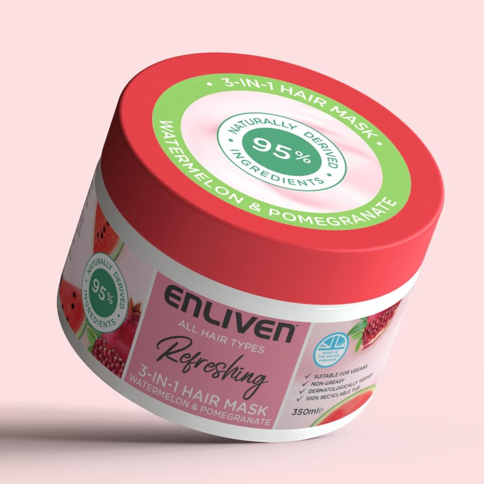 Enliven’s watermelon and pomegranate softening hair mask is £2.49 at B&M