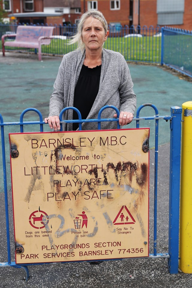 Graffiti ruined the playground's sign