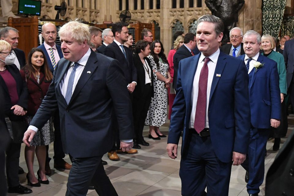 Boris Johnson and Sir Keir Starmer attend the Queen's Speech today