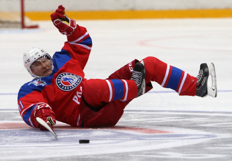 Putin takes a tumble during his appearance at the event in 2016