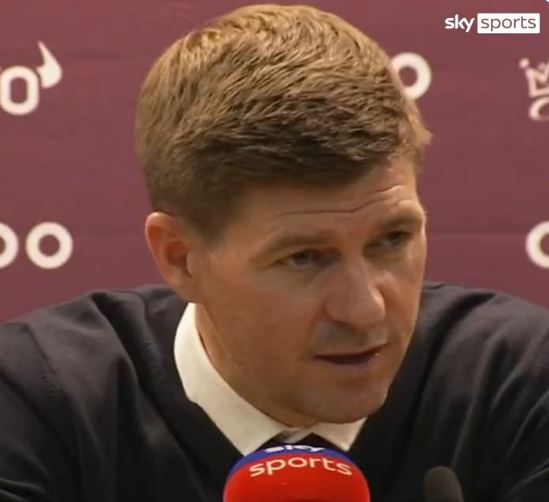 Gerrard replied “good” when told Moss was retiring from reffing at the end of the season