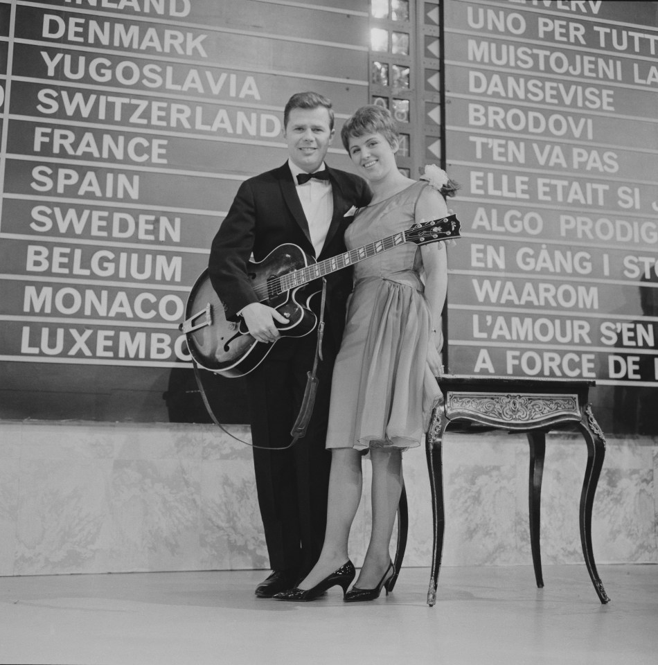 Danish jazz and pop guitarist Jørgen Ingmann and his wife Grethe at the BBC Television Centre, London