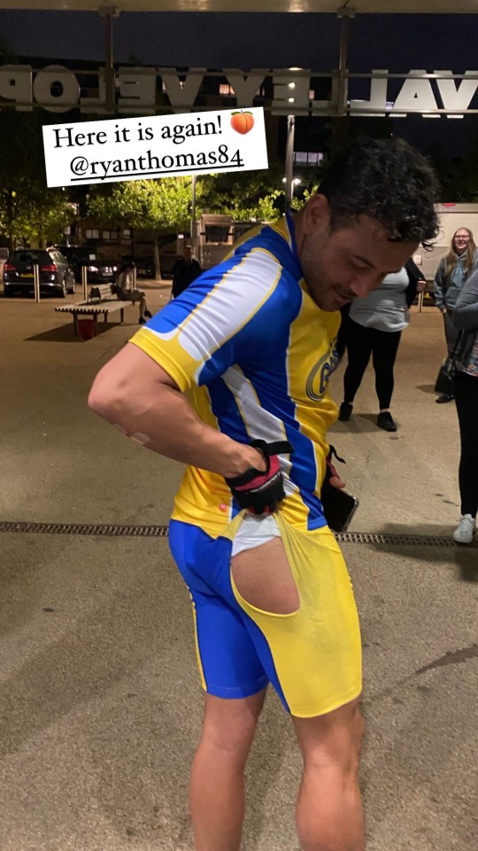 Ryan Thomas ripped his shorts during the cycle event