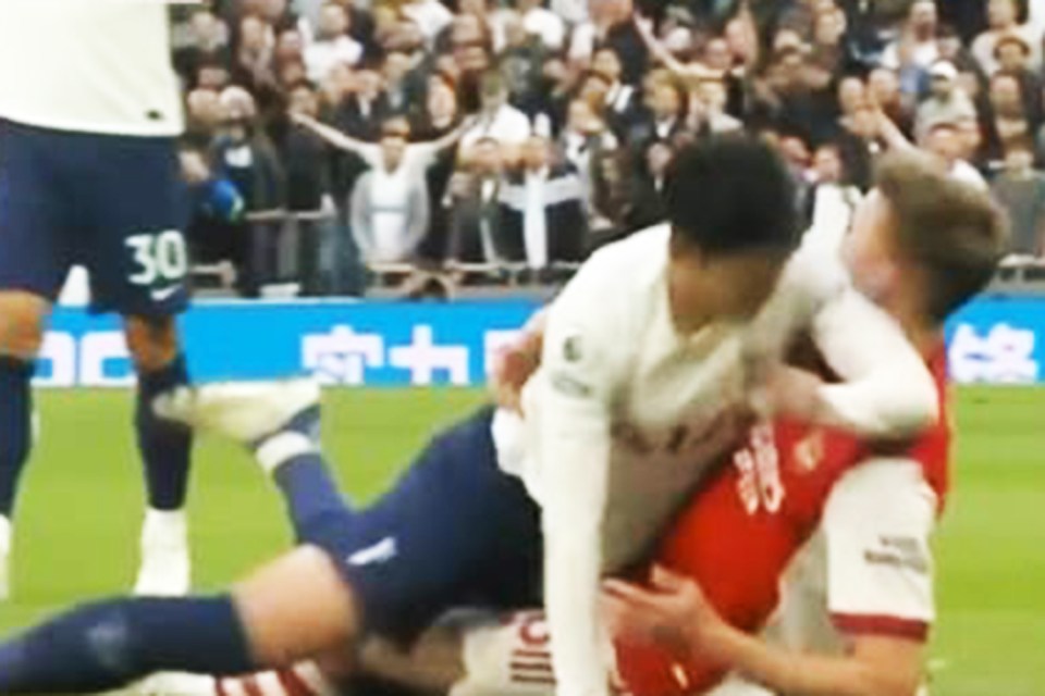 Arsenal fans claimed Son Heung-min aimed an elbow at Rob Holding