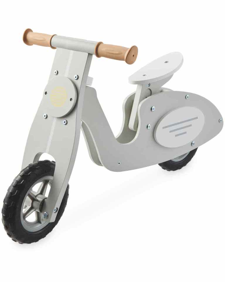 Save £10 on the Little Town wooden balance bike in grey or pink