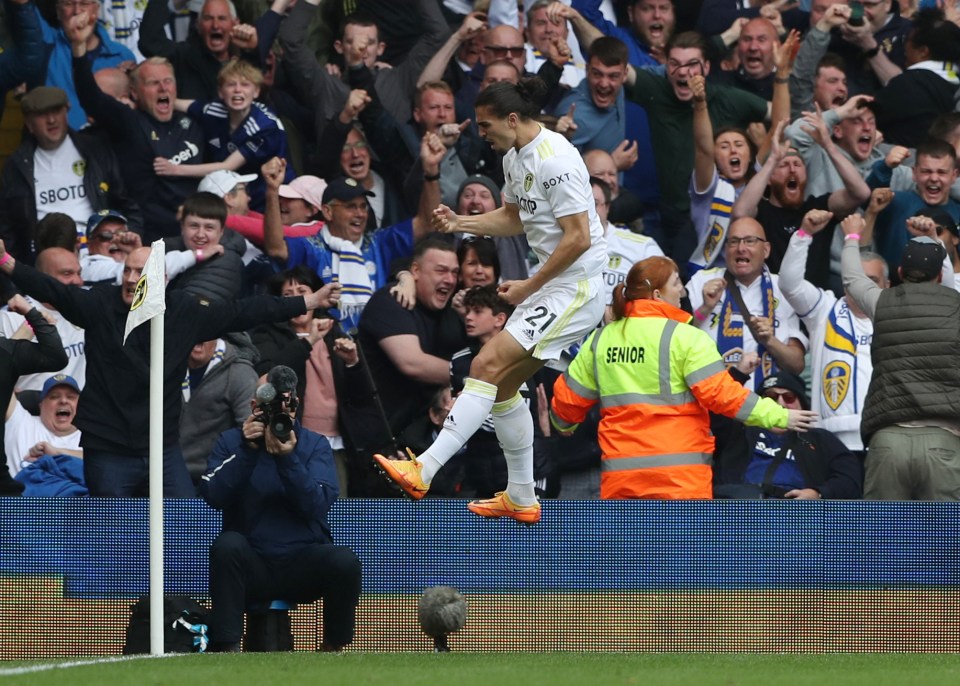 An ecstatic Elland Road erupts after Struijk's goal