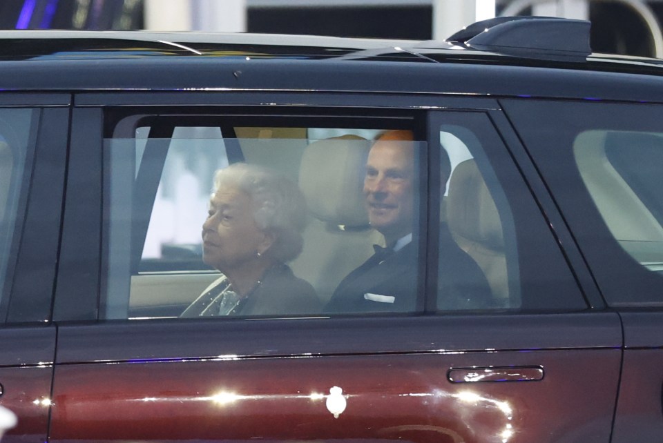 The 96-year-old monarch was accompanied by Prince Edward, Earl of Wessex