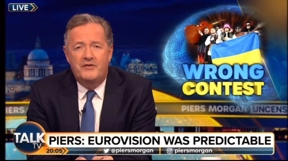 Piers slammed Eurovision as a “predictable landslide”