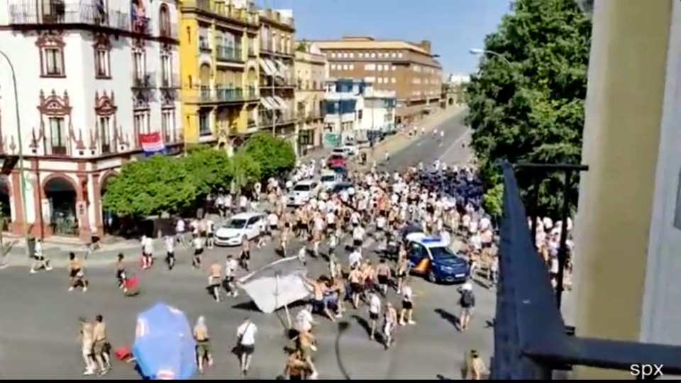 Rangers and Eintracht Frankfurt fans clashed in the streets of Seville